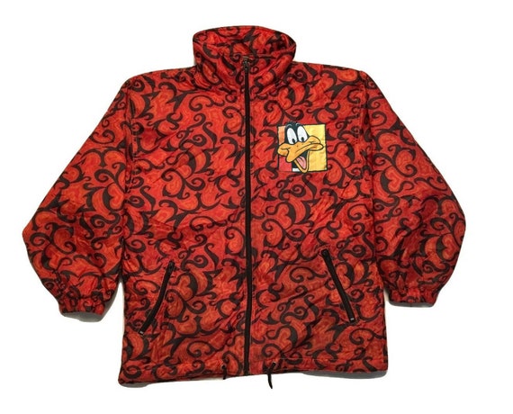 Daffy Duck Looney tunes Jacket Windbreaker coat Vintage red | Etsy