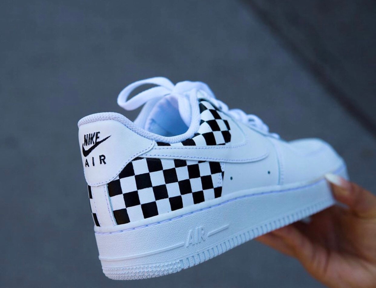 white air forces black check