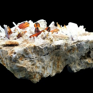 408 Gram Extremely Rare Red Blood Brookite Crystal Cluster with Quartz Points on Matrix @Pakistan-110*80*39mm
