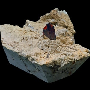 280 Gram Extremely Rare Red Blood Brookite Crystal with Quartz Points on Matrix @Pakistan-72*72*44mm