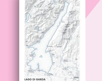 GARDA Italy Lago di Garda Lake Garda black and white aesthetic map poster