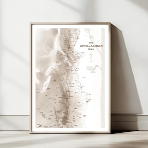 Póster del legendario SENDERO DE LOS APALACHES, póster de senderos de montaña, ruta de senderismo, arte mural, decoración de parques nacionales, idea de regalo para mochileros.