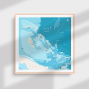 DIE BAHAMAS Karte drucken Reise Poster topographische New Providence Nassau Inagua San Salvador Karibik