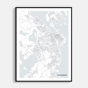 Mapa de STAVANGER Noruega Rogaland Norge cartel impreso