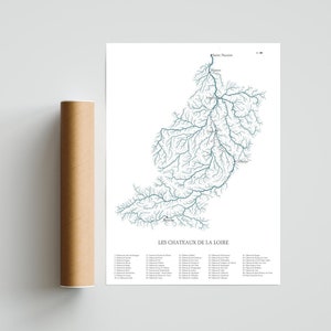 LA LOIRE Les Châteaux De La Loire Kastelen in de Loire-vallei posterkaart FRANKRIJK