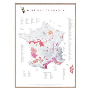 WINE FRANCE France Wine Map Les vins de France Carte des vins AOC grapes varieties print home kitchen restaurant ristorante decor poster
