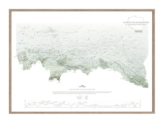 BESKID TRAIL Main Beskid Trail Map Poland GSB Główny Szlak Beskidzki Beskidy Tatry Bieszczady map travel poster mountains