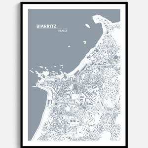 BIARRITZ Francia La Côte des Basques estetica elegante mappa poster