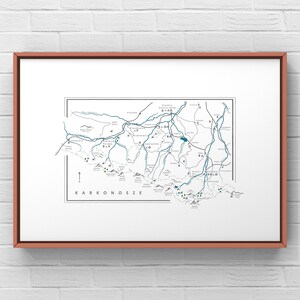 KARKONOSZE Polonia Monti dei Giganti Monti dei Sudeti mappa poster montagne stampa