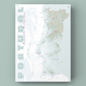 MAPPA DEL SURF del Portogallo Mappa dei migliori spot per il surf Regalo per un surfista Poster della spiaggia costiera Regalo di surf Decorazione di viaggio in Portogallo per surfisti