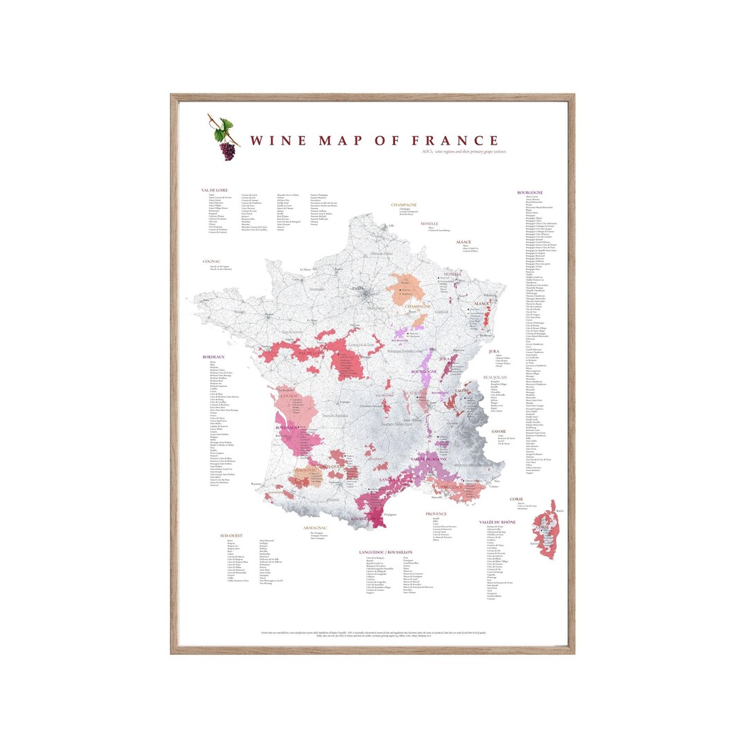 WINE FRANCE France Wine Map Les Vins De France Carte Des Vins AOC ...