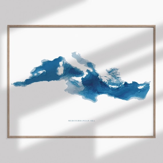 MEDITERRANEAN SEA Mer Méditerranée Mare Mediterraneo marine sea ocean decor wallart mapart poster