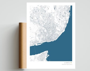 LISBOA Portugal Lisboa Lisbon blue marine minimalist print poster