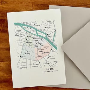 Carte A5 PARIS France 5 ème arrondissement Illustrated Cart Map Art  (unframed)