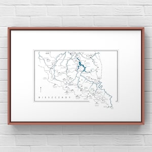 BIESZCZADY Polen Bieszczady Bergen Karpaten kaart poster bergen print
