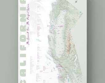 SURF MAP California Surfing Spots map poster Gift for a surfer West Coast Beach Wall Art Surfer Gift SoCal & NorCal Beach House Poster