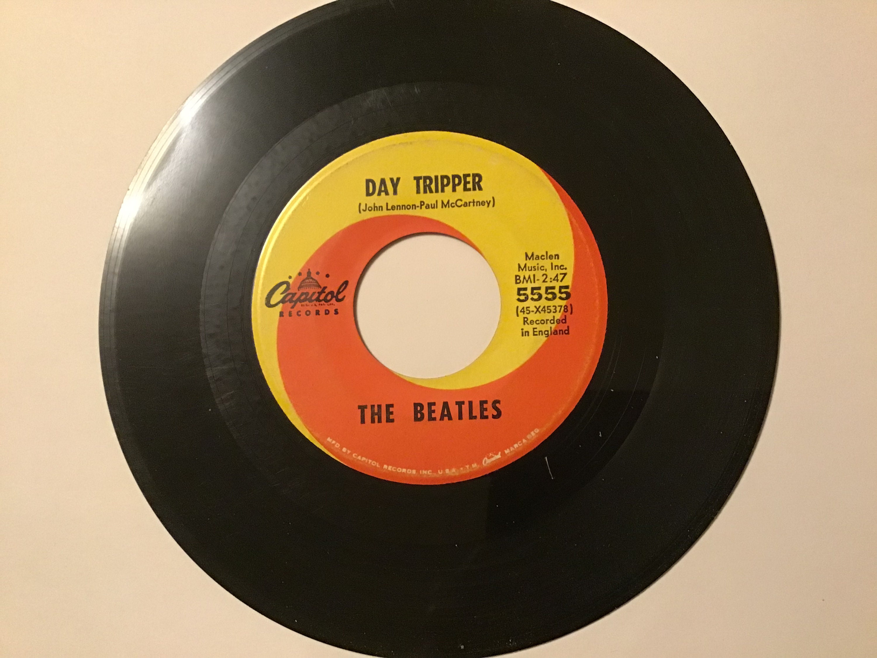 The Beatles on Capitol Records RPM 5555 Day Tripper and on the Flip ...