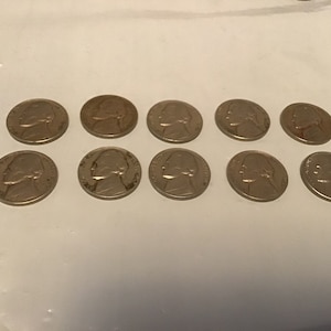 Lot of 10 Jefferson nickels 6- 1949 - D and 4 - 1949.   L -5