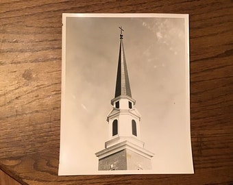 Vintage 8 x 10 photo giant church steeple