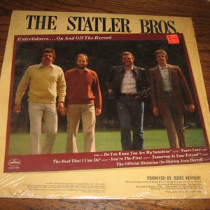 1975  33-1/3 rpm LP Statler brothers &quot; entertainers on and off the record &quot;  on Mercury records # - SMR-1-5007