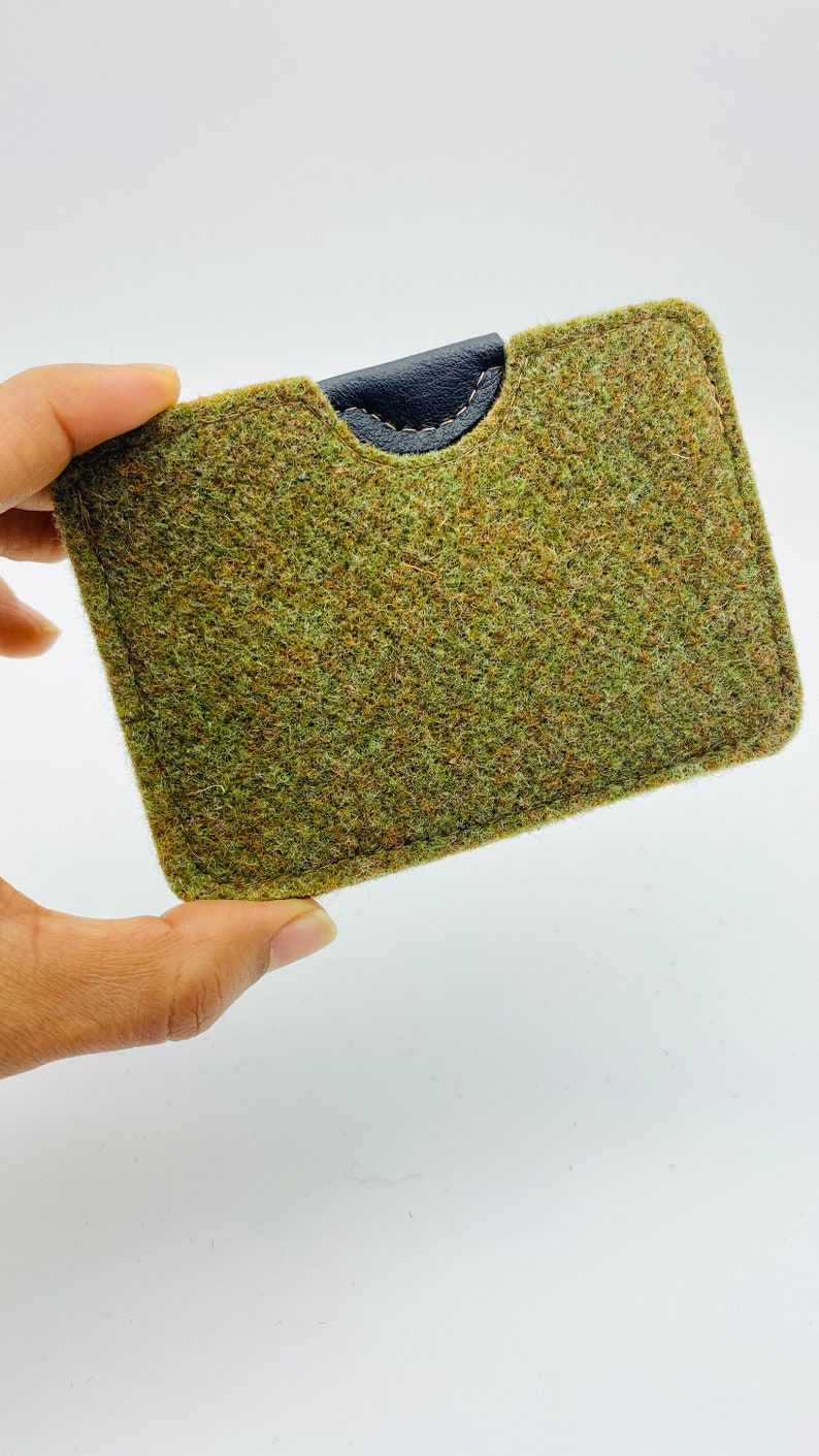 Felt and leather business card holders Green