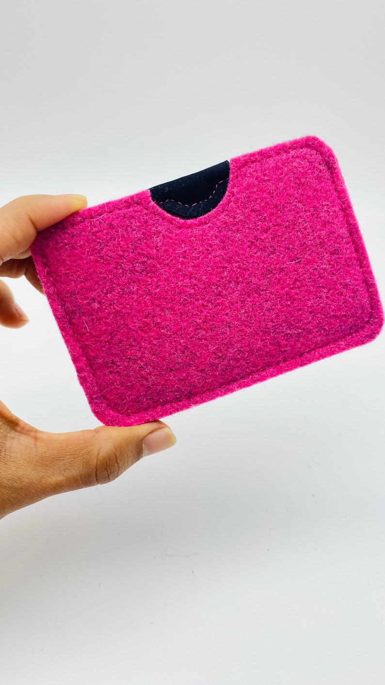 Felt and leather business card holders Pink