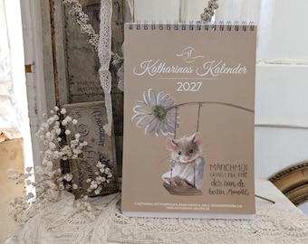Katharinas Kalender 2027, handgemalte Kunst, zusammengestellt und gedruckt als Tischkalender
