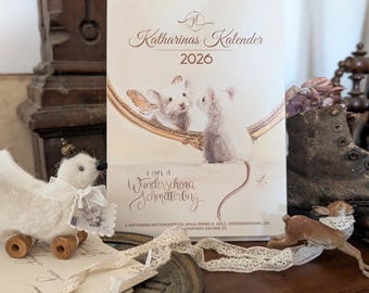 Katharinas Kalender 2026, handgemalte Kunst, zusammengestellt und gedruckt als Tischkalender