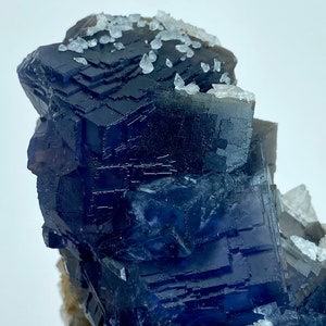 1012 Gram Unique Blue & Gray Phantom FLUORITE With CALCITE Crystal Specimen From Pakistan ... Size : 133x80x56 mm image 2