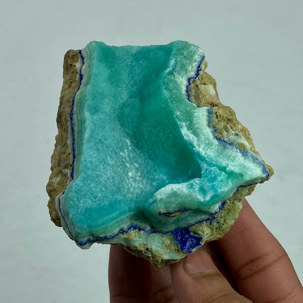 223 Gram Geweldig NATUURLIJK Blauw ARAGONIET Met AZURIET Uit Afghanistan @..Afmeting: 78x72x32 mm