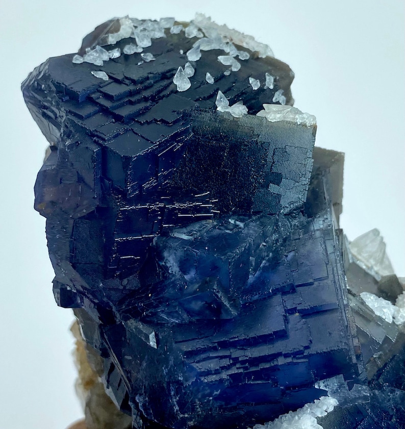 1012 Gram Unique Blue & Gray Phantom FLUORITE With CALCITE Crystal Specimen From Pakistan ... Size : 133x80x56 mm image 2