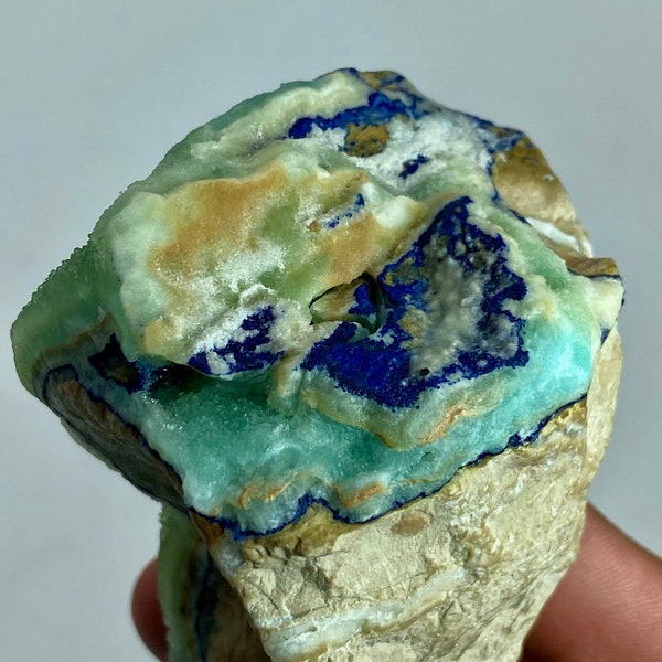 197 Gram Amazing NATURAL Blue ARAGONITE With AZURITE From Afghanistan @..Size : 74x57x40 mm