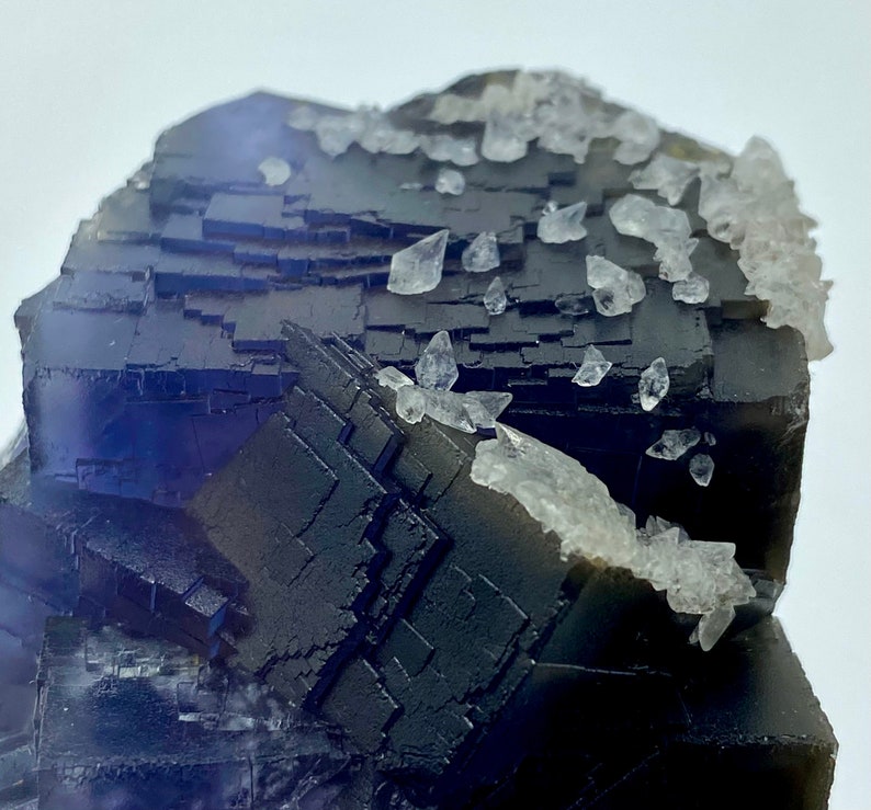 1012 Gram Unique Blue & Gray Phantom FLUORITE With CALCITE Crystal Specimen From Pakistan ... Size : 133x80x56 mm image 5