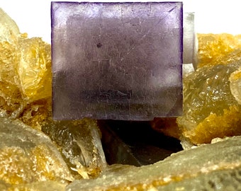 291 Gram Unique Purple Phantom Cubic FLUORITE With CALCITE Specimen From Pakistan @... Size : 88x65x43 mm