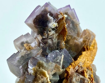 183 Carat Beautiful Purple PHANTOM Cubic FLUORITE With CALCITE Specimen From Pakistan @... Size : 63x40x18 mm