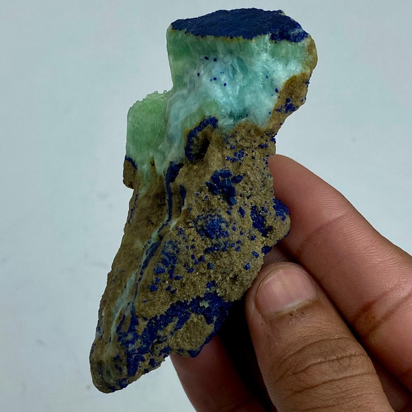83 Gram Prachtige NATUURLIJKE Blauwe ARAGONIET Met AZURIET Kristal Uit Afghanistan @..Afmeting: 86x39x40 mm
