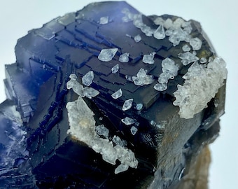 1012 Gram Unique Blue & Gray Phantom FLUORITE With CALCITE Crystal Specimen From Pakistan @... Size : 133x80x56 mm