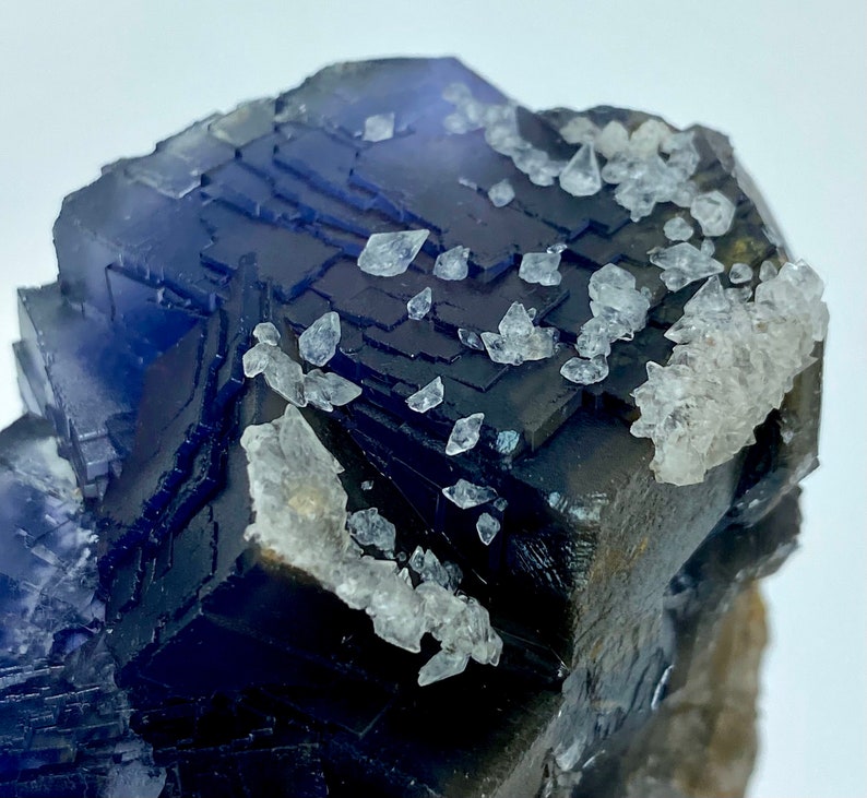 1012 Gram Unique Blue & Gray Phantom FLUORITE With CALCITE Crystal Specimen From Pakistan ... Size : 133x80x56 mm image 1