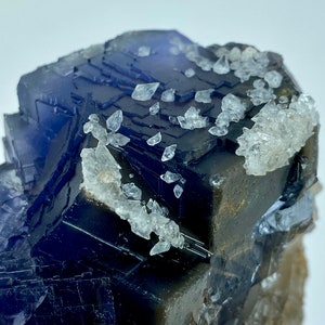 1012 Gram Unique Blue & Gray Phantom FLUORITE With CALCITE Crystal Specimen From Pakistan ... Size : 133x80x56 mm image 8