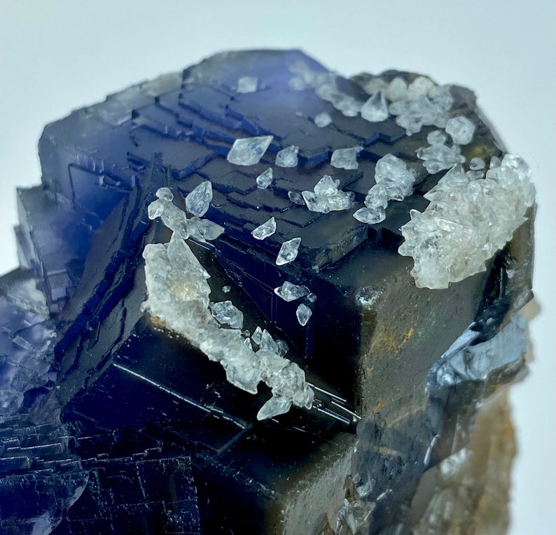 1012 Gram Unique Blue & Gray Phantom FLUORITE With CALCITE Crystal Specimen From Pakistan ... Size : 133x80x56 mm image 8