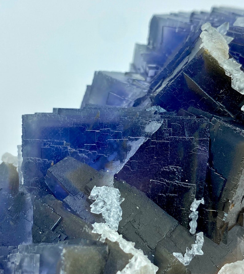 1012 Gram Unique Blue & Gray Phantom FLUORITE With CALCITE Crystal Specimen From Pakistan ... Size : 133x80x56 mm image 6