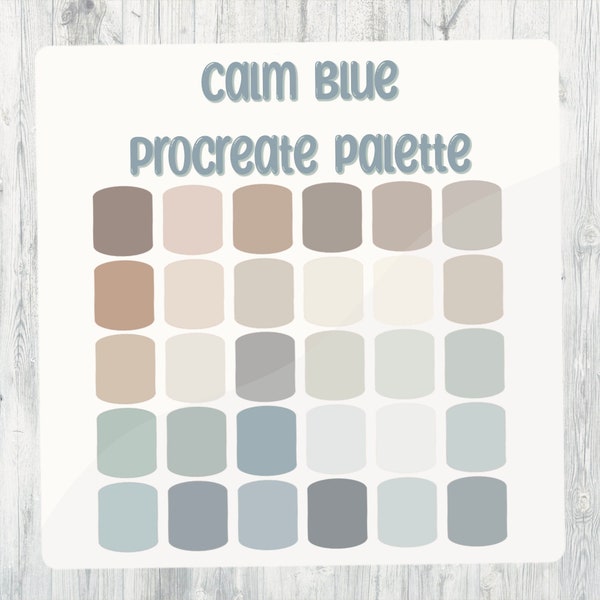 Calm Blue Procreate Color Palette, 30 color Palette, Complimentary Colors, Digital Art, Color Swatches, Procreate Brushes, IPad Pro