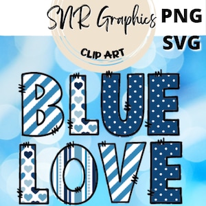 Blaue Liebe Doodle Buchstaben PNG mit Doodle Outline, Royal Font SVG, Clipart Alphabet Schriftart Digitaler Download, Sofort drucken, Cricut. Polka Dots