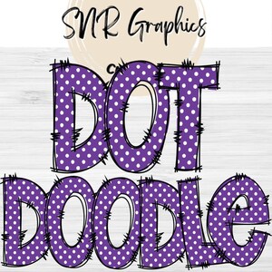 Purple Polka Dot Doodle Letters PNG with Doodle Outline, Swiss Dot Clipart Alphabet Font Digital Download, POD, Ready to Print, Letter, Font