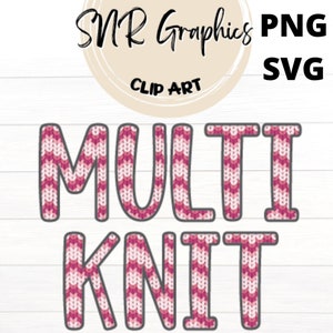 Pink & Weiß Gestrickte Buchstaben PNG mit Diamanten, Gehäkelte Schriftart SVG, Clipart Alphabet Schriftart für digitalen Download, POD, Fertig zum Ausdrucken