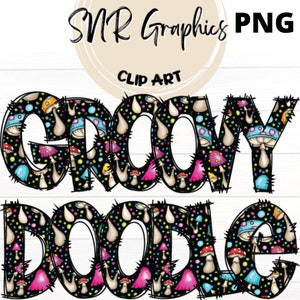 Groovy Doodle Letter & Number PNG, Mushroom Sketch Font, Hippie Sublimation Alphabet, Digital Download Alphabet Bundle, Number Set, Trippy