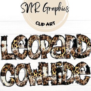 Leopard Cowhide Doodle Letter & Number PNG, Sketch Font, Cow Print Sublimation Alphabet, Digital Download Alphabet Bundle, Number Set