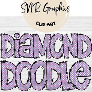 Diamond Doodle Letters PNG met Doodle Outline, Star Clipart Alphabet Font Digital Download, POD, Klaar om af te drukken, Bling Letters, Sky Font