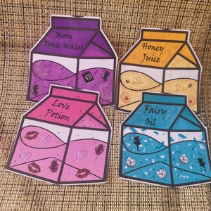 Milk Carton Sticker Set, Sticker, Laptop Sticker, Journal Sticker, Die Cut Stickers, Juice Box Sticker