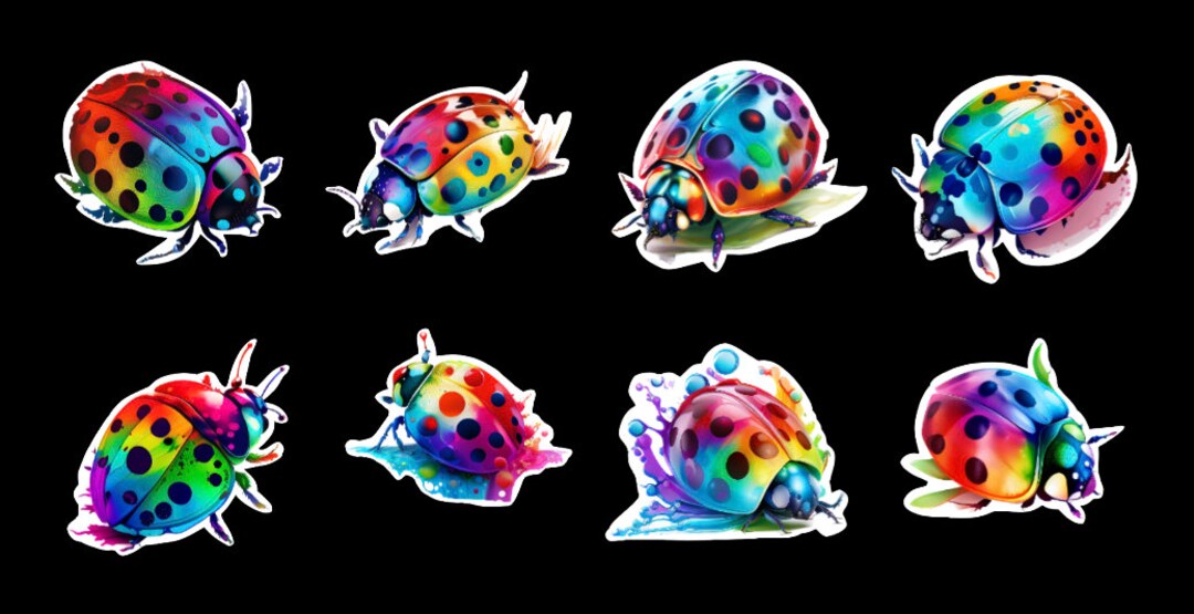 Ladybug Tie Dye, Set of 24 Stickers, Sticker, Journal Sticker, Die Cut ...